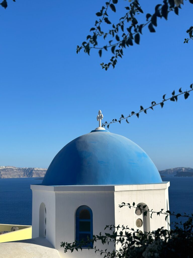 Santorini blue domed roof